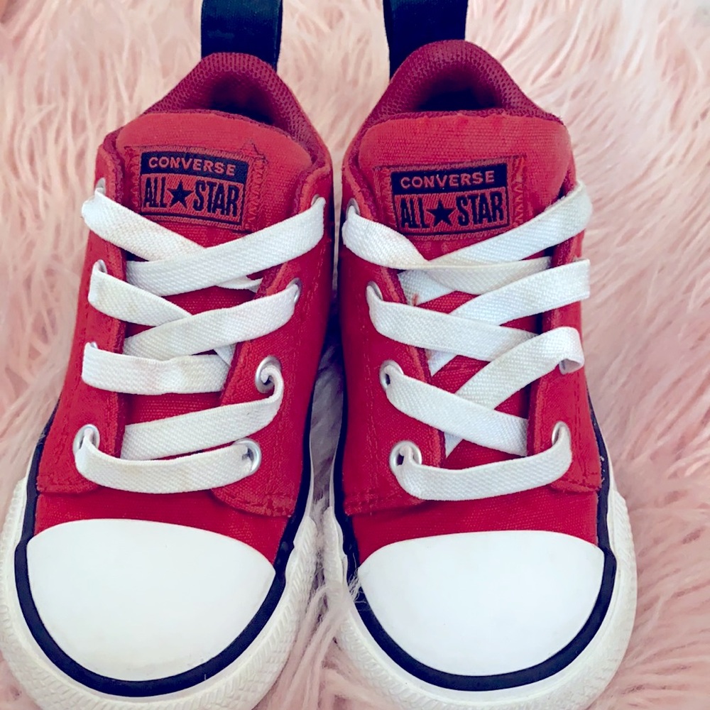 Boys classic converse red with white and black